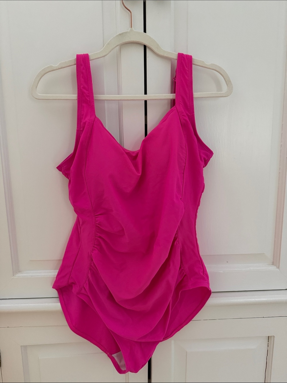 Hilor One Piece Swimsuit 16 Hot Pink Adjustable Straps Tummy Control Swimwear